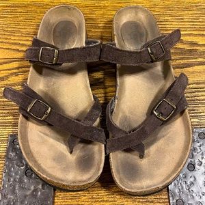 Birk -like Sandals in Brown Leather